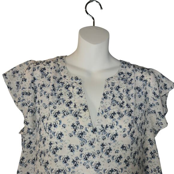 Adrianna Papell Womens Medium Blouse Ditsy Floral Lightweight Flowy Cottagecore - Picture 3 of 10